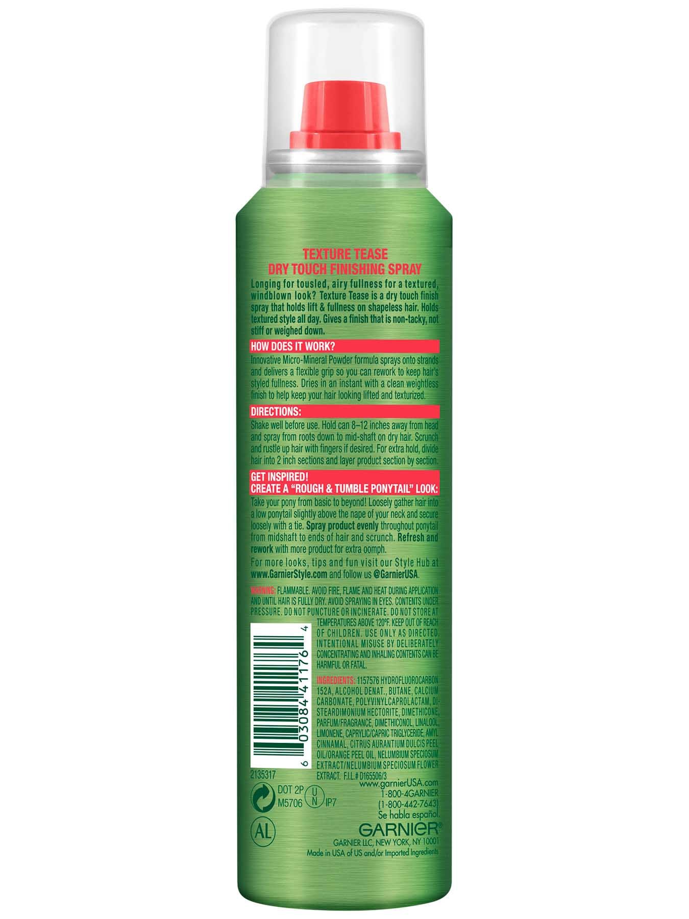 Back view of Texture Tease Dry Touch Finishing Spray.